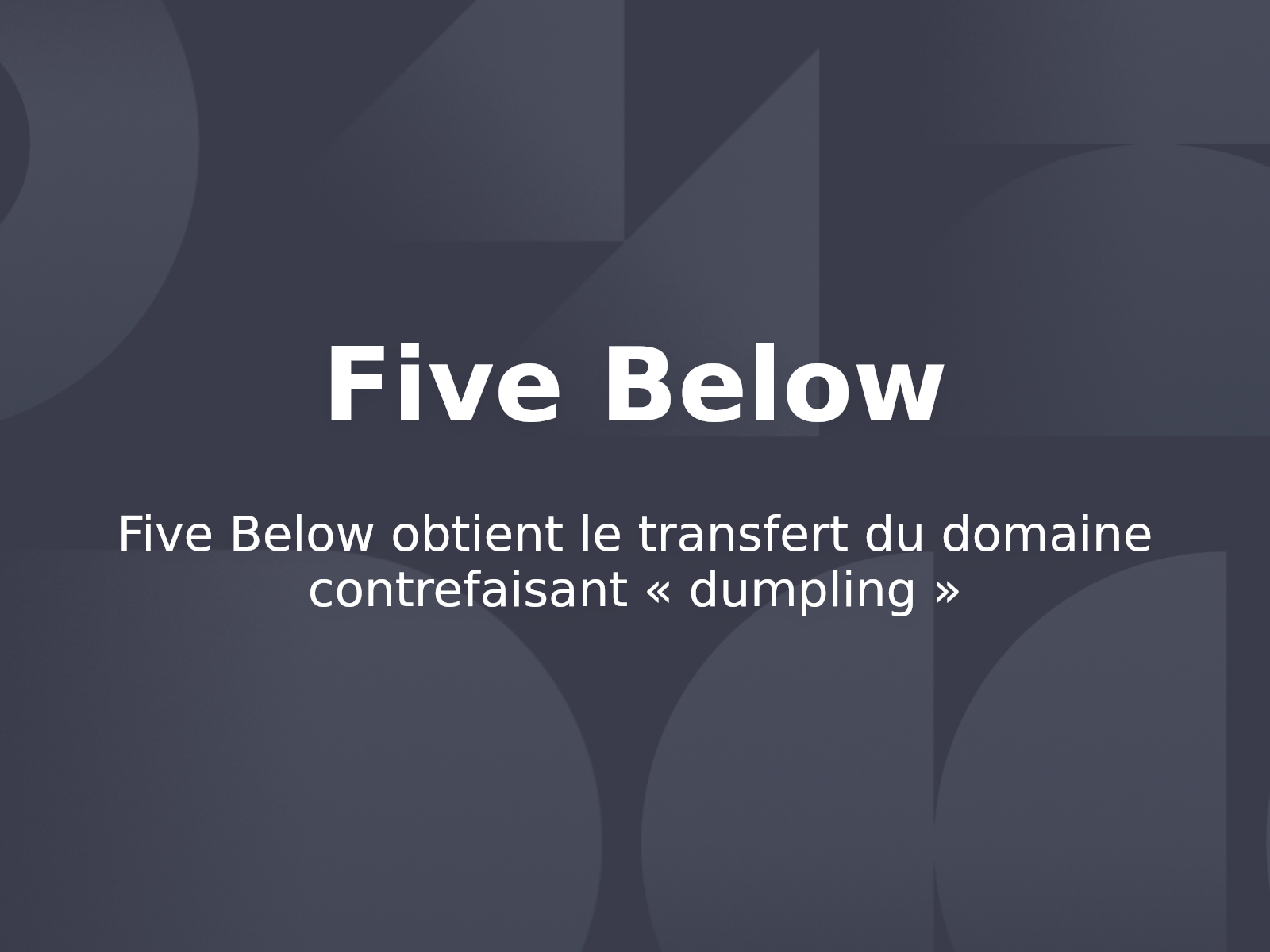 Five Below obtient le transfert du domaine contrefaisant « dumpling »