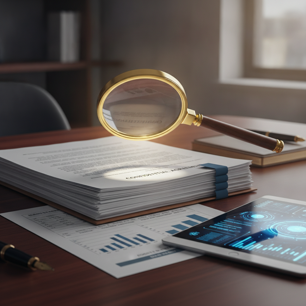 A conceptual illustration representing digital domain evidence and legal documentation.