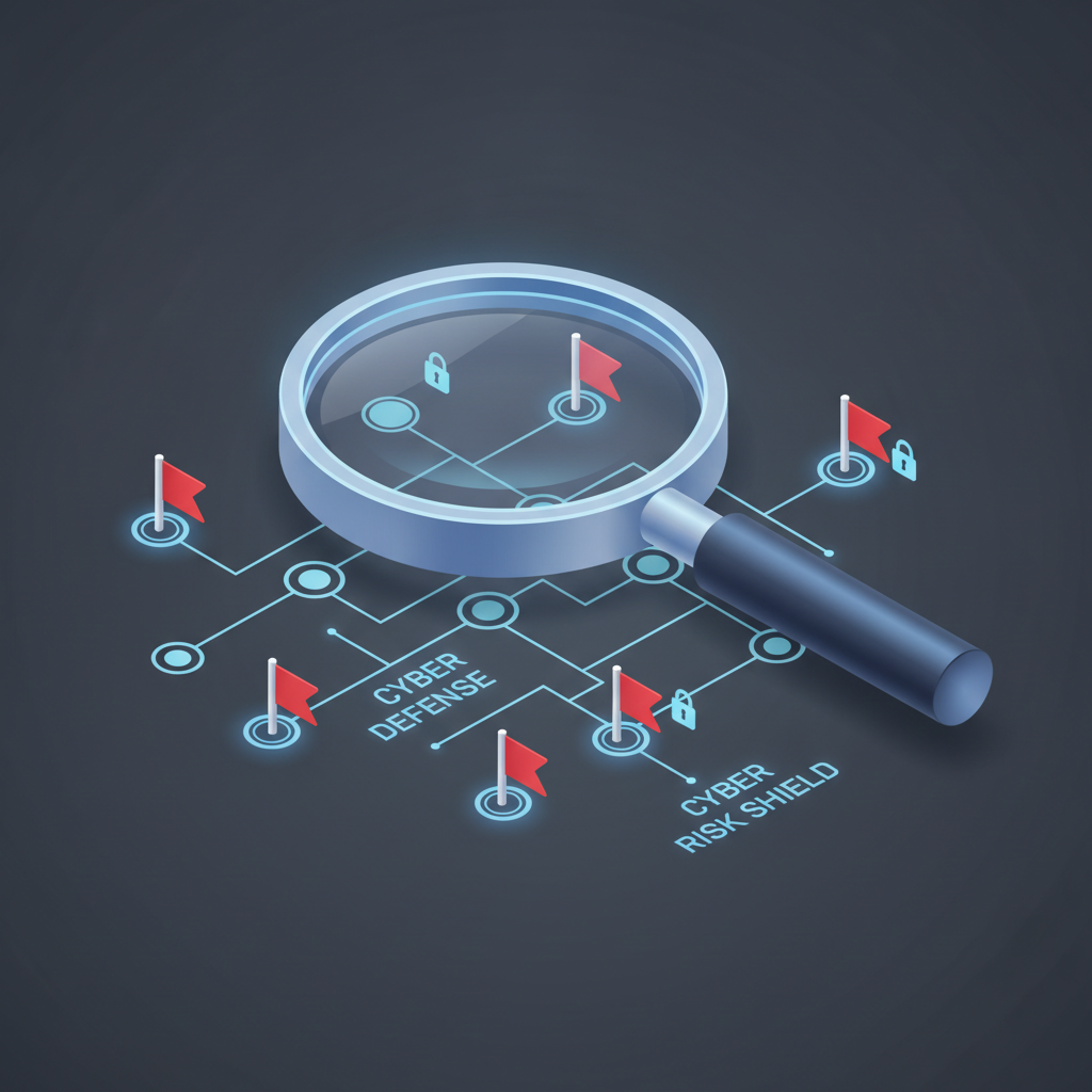 Conceptual representation of identifying malicious domain registration patterns with a magnifying glass.