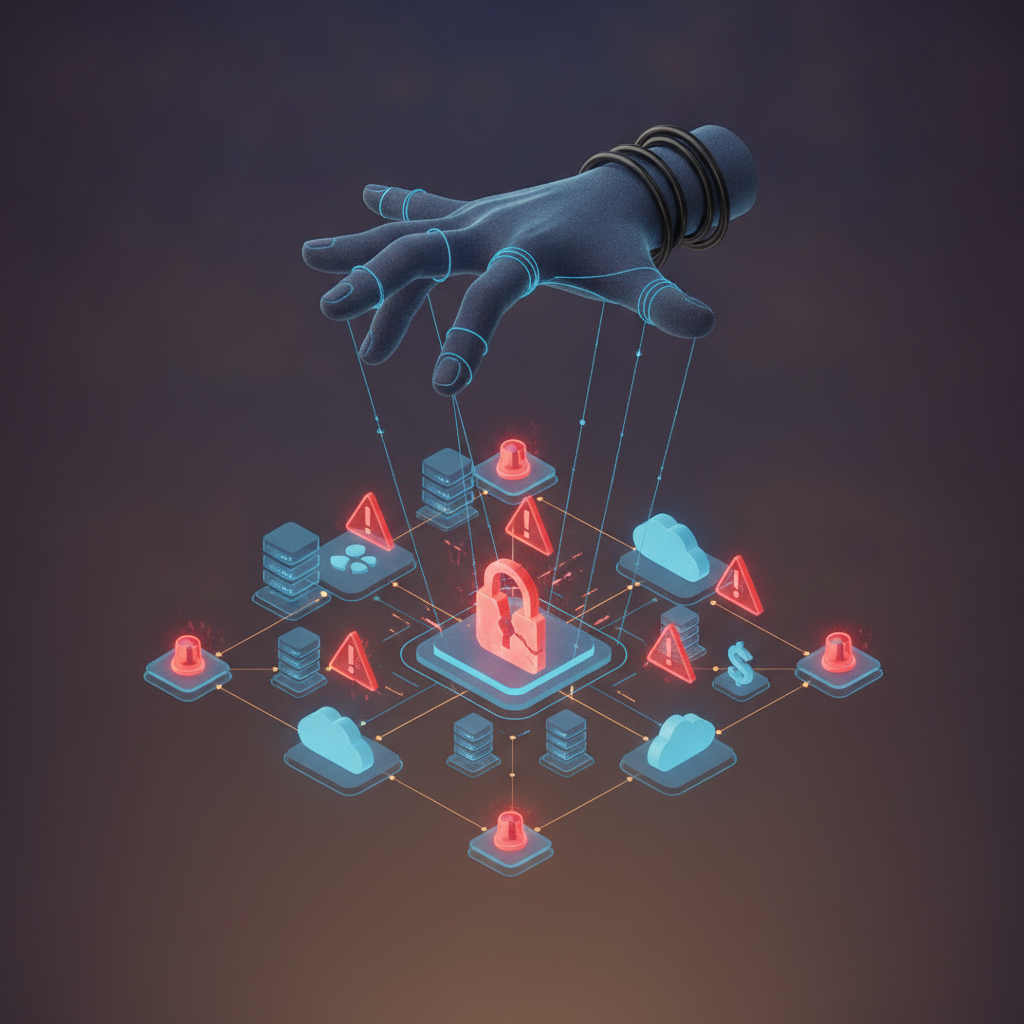 Conceptual illustration showing digital domain fraud and bad faith registration patterns.