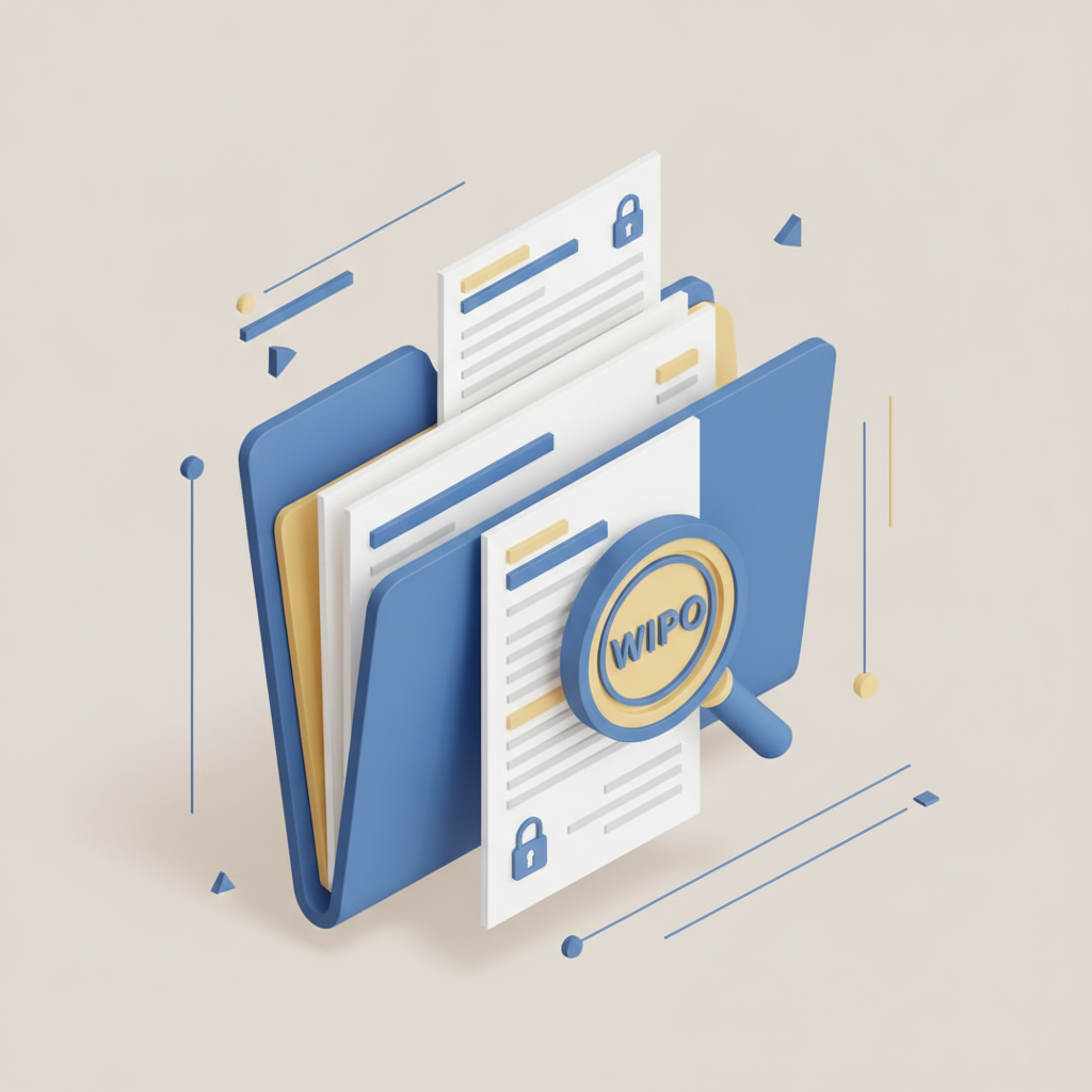 A professional illustration representing WIPO domain dispute evidence documentation