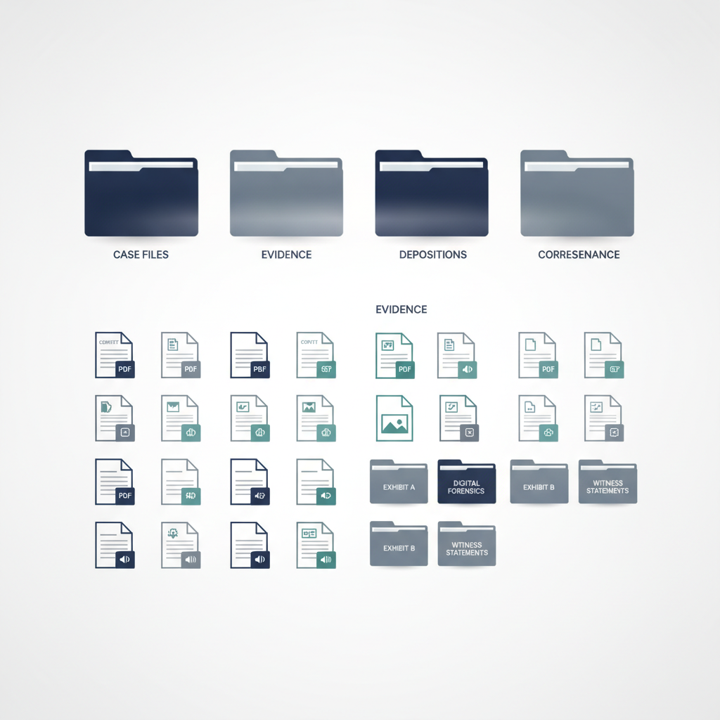 A professional evidence binder index organized with labeled tabs for legal proceedings.