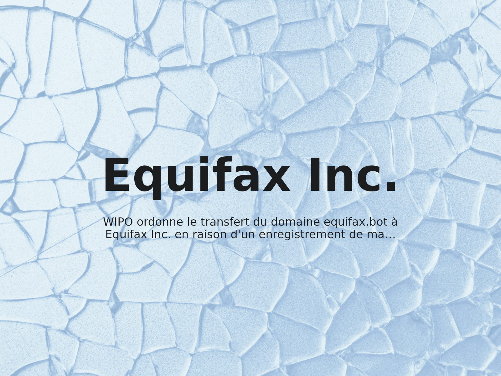 WIPO ordonne le transfert du domaine equifax.bot à Equifax Inc. en raison d’un enregistrement de mauvaise foi